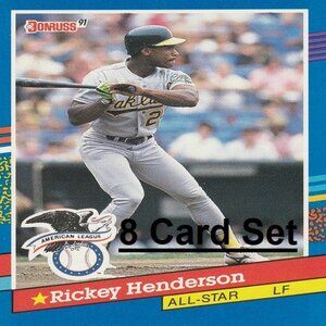 Rickey Henderson MLB Card Collection - 8 MLB Cards